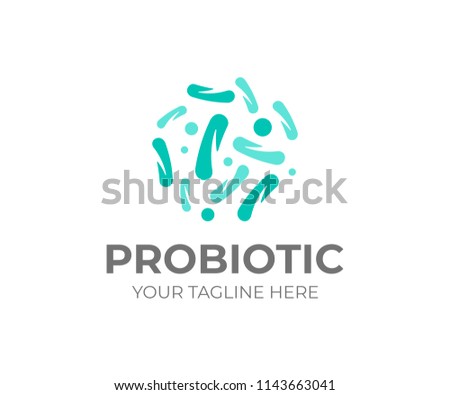Probiotic bacteria logo design. Healthy nutrition ingredient vector design. Biological logotype