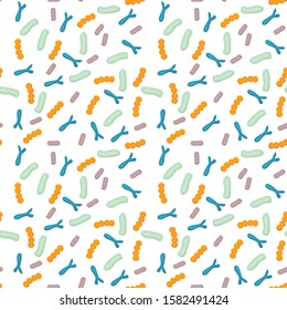 Probiotic bacteria seamless pattern. Vector.