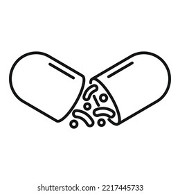 Probiotic capsule icon outline vector. Health microbe. Bio micro