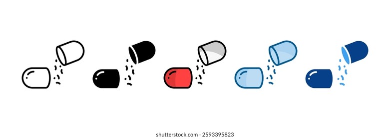 Probiotic Capsules Icon Set Multiple Style Collection