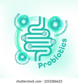 Probiotic Foods Good Bacteria Vector illustration. 