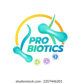 Probiotic Foods Good Bacteria Vector illustration. 