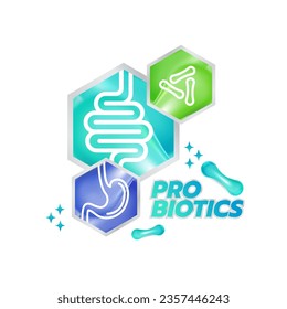 Probiotic Foods Good Bacteria Vector illustration. 
