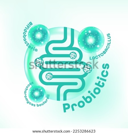 Probiotic Foods Good Bacteria Vector illustration. 