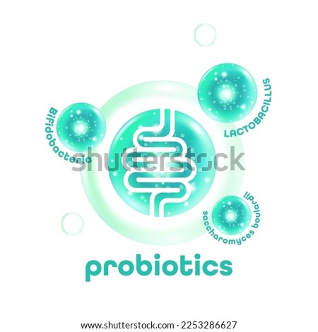 Probiotic Foods Good Bacteria Vector illustration. 