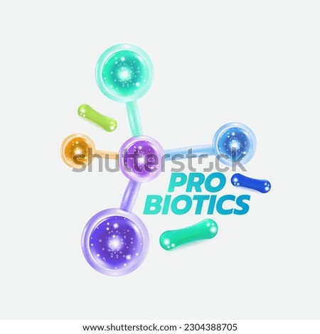 Probiotic Foods Good Bacteria Vector illustration. 