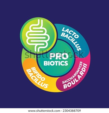 Probiotic Foods Good Bacteria Vector illustration. 