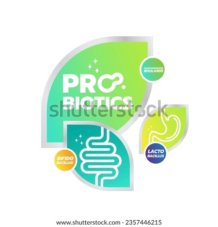 Probiotic Foods Good Bacteria Vector illustration. 
