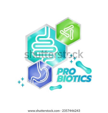 Probiotic Foods Good Bacteria Vector illustration. 