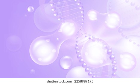 Probiotic and Hyaluronic acid skin solutions ad, purple collagen, and vitamin serum drops, cosmetic advertising background ready to use, illustration vector.	