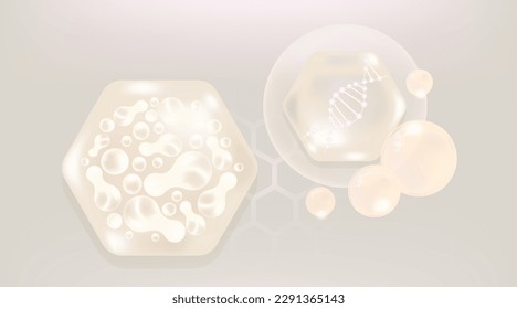 Probiotic and Hyaluronic acid skin solutions ad, white collagen, and vitamin serum drop with cosmetic advertising background ready to use illustration vector.	