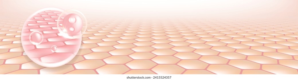 Probiotic and Hyaluronic acid skin solutions ad, pink collagen, and vitamin serum drops with cosmetic advertising background ready to use illustration vector.	