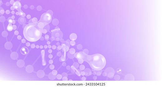 Probiotic and Hyaluronic acid skin solutions ad, purple collagen, and vitamin serum drop with cosmetic advertising background ready to use illustration vector.	