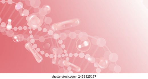 Probiotic and Hyaluronic acid skin solutions ad, pink collagen, and vitamin serum drop with cosmetic advertising background ready to use illustration vector.	