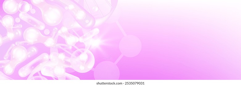 Probiotic and Hyaluronic acid skin solutions ad, pink collagen, and vitamin serum drops, cosmetic advertising background ready to use, illustration vector.	