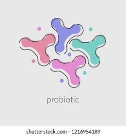 Probiotic Logo, Probiotic Icon, Good Bacteria, Healthy Digestion. Vector Illustration