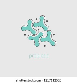 Probiotic logo, probiotic icon, good bacteria, healthy digestion. Vector illustration