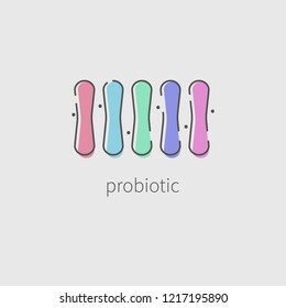 Probiotic Logo, Probiotic Icon, Good Bacteria, Healthy Digestion. Vector Illustration