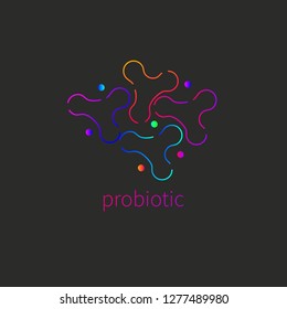 Probiotic logo, probiotic icon, line gradient icon bacteria, good bacteria, healthy digestion. Vector illustration