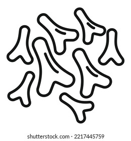 Vector de contorno de ícono de microorganismos probióticos. Fermentación intestinal. Bacterias del intestino