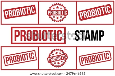 Probiotic Stamp. Red Probiotic Rubber grunge Stamp set