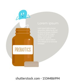 Probiotic supplement in capsule for maintaining healthy balance of gut bacteria, immune and digestive health.
