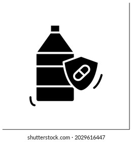Probiotic yogurt glyph icon.Bifidobacterium drink for healthy human flora. Lactobacillus for digestion concept. Nutrition, healthcare,medicine.Filled flat sign. Isolated silhouette vector illustration