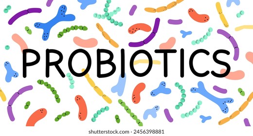 probiotics, background, microbiome, microbiota, bifidobacterium, lactobacillus, banner, poster, advertising, backdrop, packaging, design, supplement, gastrointestinal, health, bacteriology, microbiolo