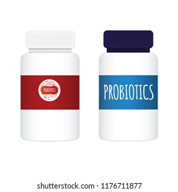 probiotics and bacteria. a bottle with a lid. Simple flat style trend of modern probiotic logo graphic design, isolated on white background. Good bacteria of microorganisms.