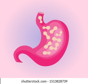 Probiotics bacteria fluid banner vector. Symbol of gut flora in healthy stomach, digestive system. Lactobacillus logo, icon for poster, flyer, web. Symbol for milk products is shown.