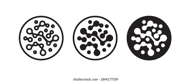 Probiotics bacteria icon, Healthy nutrition ingredient, Chemical structure of prebiotic substance icons button,vector, sign, symbol, logo, illustration, editable stroke, flat design isolaated on white