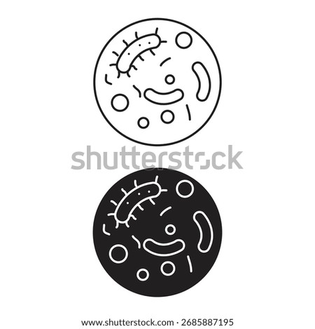 Probiotics Bacteria Icon Set. Probiotic Microbes Line Icons – Isolated on White..eps