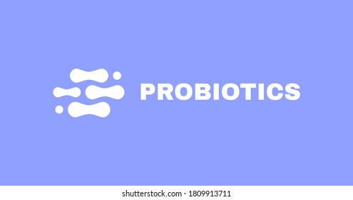 Probiotics bacteria label. Logo design. Healthy nutrition ingredient for therapeutic purposes. Vector illustration.