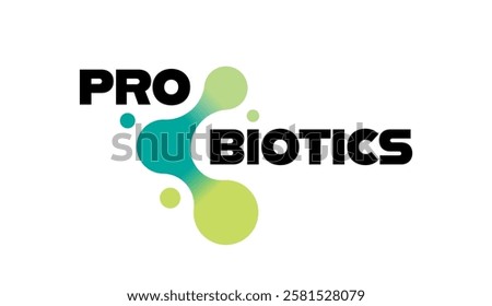 Probiotics bacteria logo with circles connected to each other. Abstract liquid shapes with gradient. Healthy nutrition ingredient for therapeutic purposes. Vector illustration