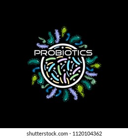 probiotics bacteria logo. concept of healthy nutrition ingredient for therapeutic purposes. simple flat style trend modern logotype graphic design isolated on white background