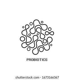 Probiotics Bacteria Logo Design Line Icon. Healthy Nutrition Ingredient For Therapeutic