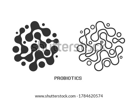 Probiotics bacteria logo design line icon set. Healthy nutrition ingredient for therapeutic