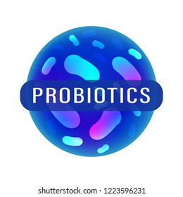 Probiotics Bacteria logo. Immunity Stimulation Medicines icon with Lactobacillus Probiotic Bacteria. Vector concept illustration.