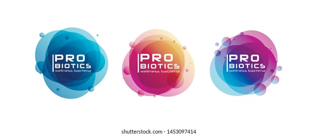 Probiotics bacteria logo. Prebiotic, Lactobacillus Vector Icon Design. Medical icons vector seamless pattern.White Background made from pills and capsules. Vector Illustration. 