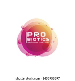 Probiotics bacteria logo. Prebiotic, Lactobacillus Vector Icon Design. Medical icons vector seamless pattern.White Background made from pills and capsules. Vector Illustration. 