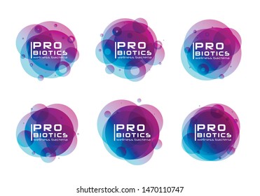 Probiotics bacteria logo. Prebiotic, Lactobacillus Vector Icon Design. Medical icons vector seamless pattern.White Background made from pills and capsules. Vector Illustration.