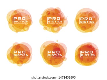 Probiotics bacteria logo. Prebiotic, Lactobacillus Vector Icon Design. Medical icons vector seamless pattern.White Background made from pills and capsules. Vector Illustration.
