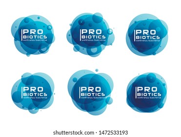 Probiotics bacteria logo. Prebiotic, Lactobacillus Vector Icon Design. Medical icons vector seamless pattern.White Background made from pills and capsules. Vector Illustration.