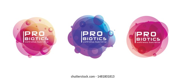 Probiotics bacteria logo. Prebiotic, Lactobacillus Vector Icon Design. Medical icons vector seamless pattern.White Background made from pills and capsules. Vector Illustration.