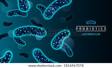 Probiotics Bacteria Low Poly neon Style. Vector, illustration