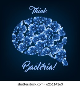 Probiotics Bacteria Microbiological Treatment of Various Diseases - Medical Flyer Poster Mock Up with Human Brain Template Layout Vector Art Illustration