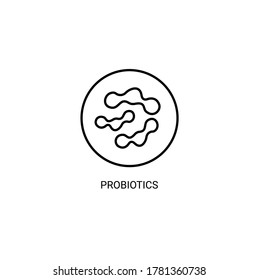 Probiotics bacteria simple thin line icon vector illustration. Sticker and badge.