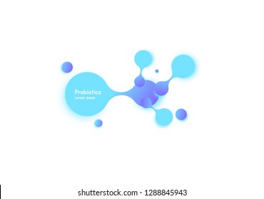 Probiotics bacteria vector design.  Concept of design with Lactobacillus Probiotic Bacteria. Template design with Prebiotic healthy nutrition ingredient