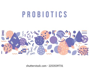 Probiotics bacteria vector design. Concept of design with Lactobacillus Probiotic Bacteria. Design with Prebiotic healthy nutrition ingredient