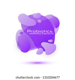 Probiotics bacteria vector design. Lactobacillus Vector Icon Design. Medical icons vector seamless pattern. Gradient geometric banners with flowing liquid shapes.